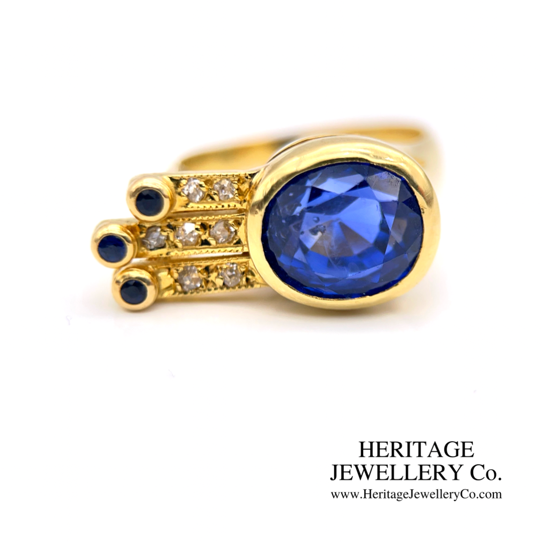 French Gold, Sapphire and Diamond Ring