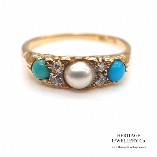 Victorian Turquoise & Pearl Ring (c.1880-90)