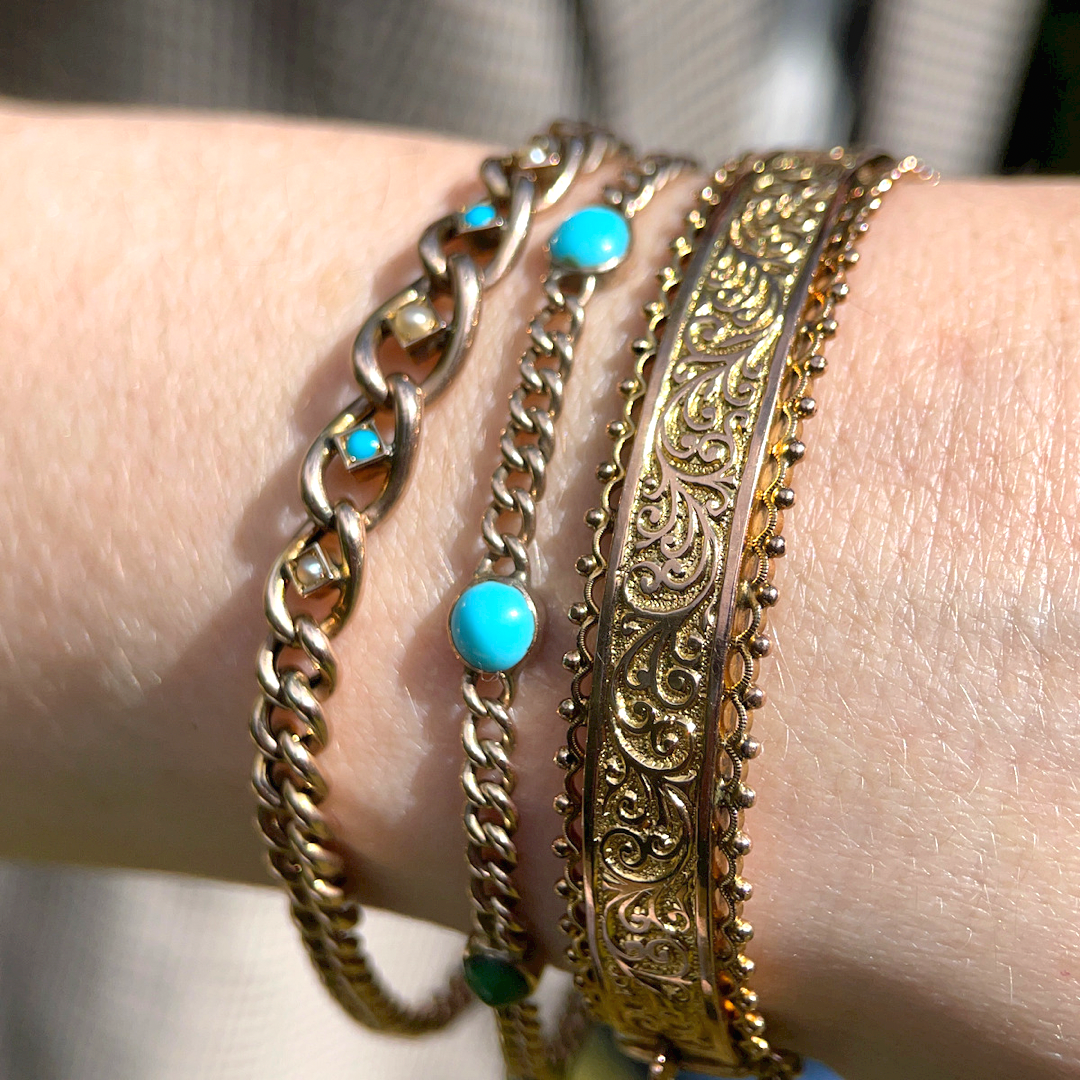 Antique Turquoise Curb Bracelet