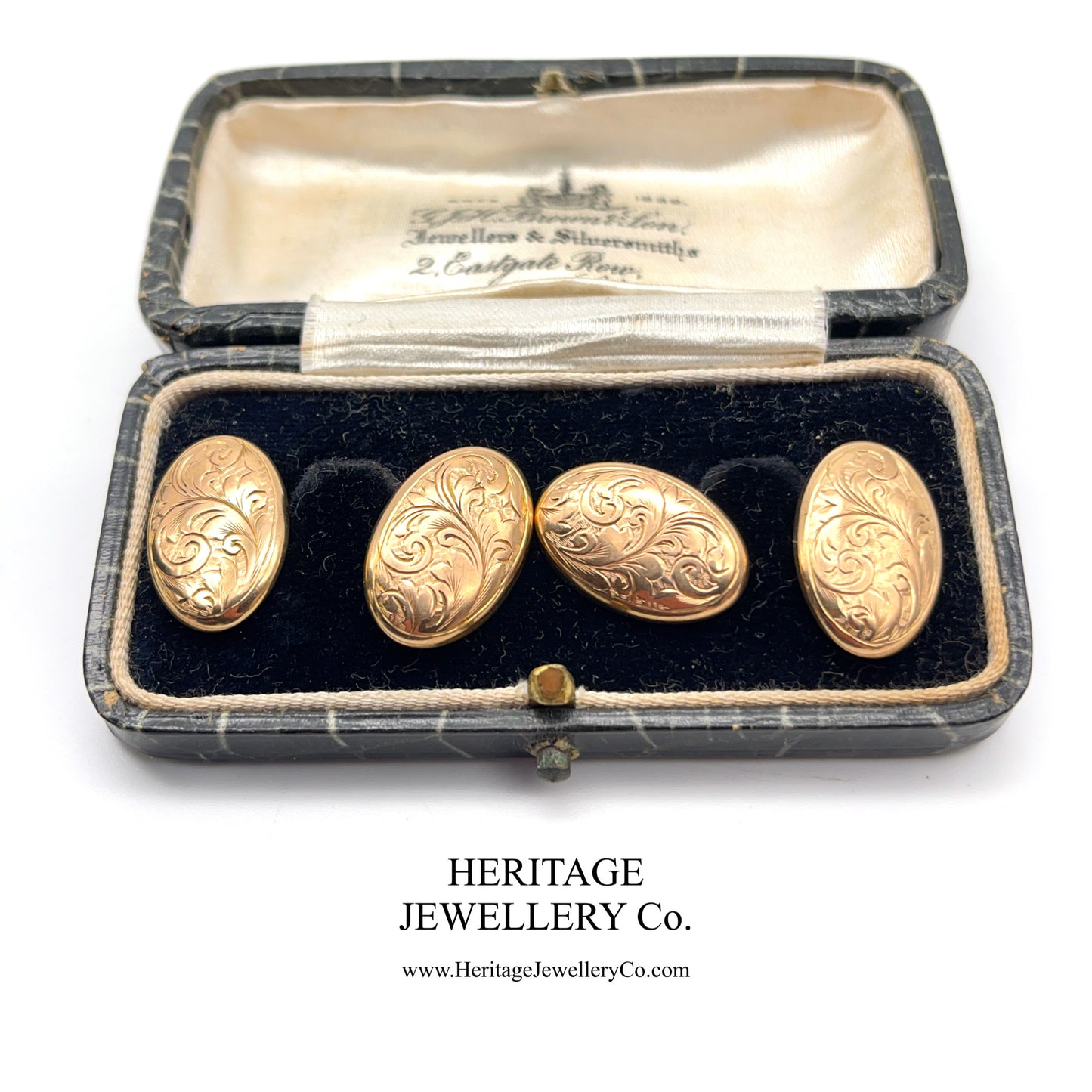 Edwardian Gold Cufflinks with Antique Box