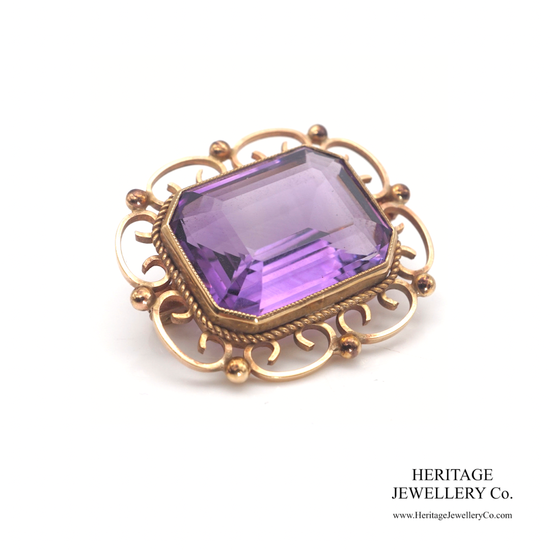 Vintage Gold and Amethyst Brooch (9ct Gold)