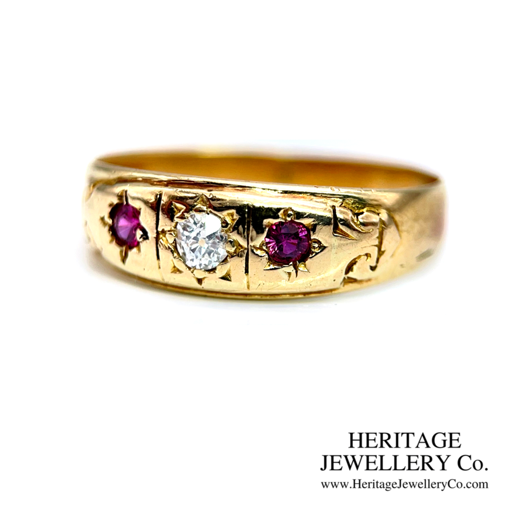 Antique Ruby & Diamond Gypsy Ring