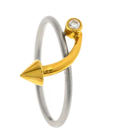 Platinum and Gold Diamond Arrow Ring