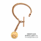 Antique Curb Chain Bracelet with T-Bar and Medallion