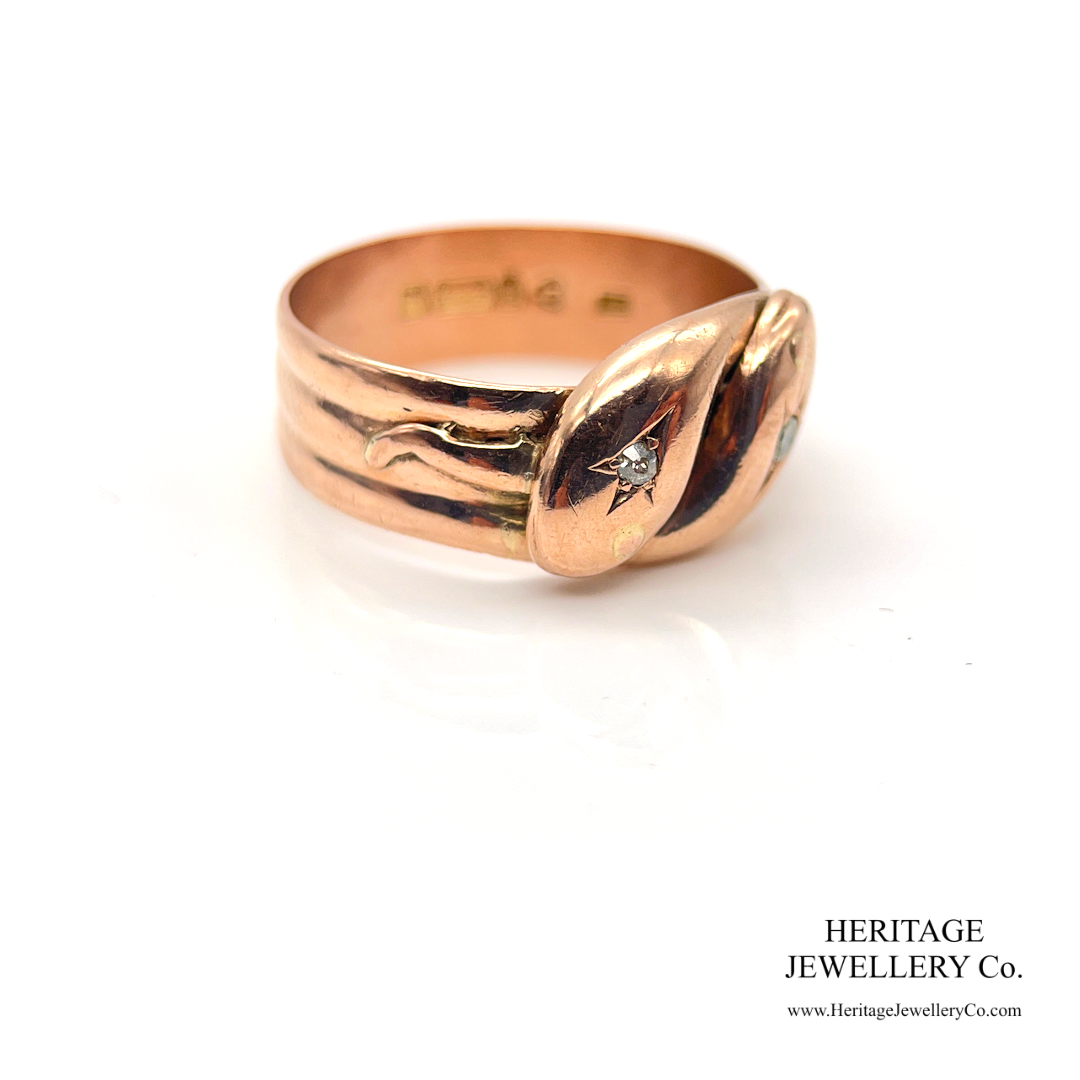 Edwardian Diamond Snake Ring (9ct Gold; c.1906)