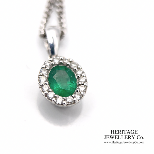 Emerald and Diamond Pendant with Chain