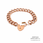 Antique Rose Gold Curb Link Bracelet with Heart Padlock (c.1900)