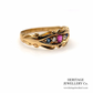 Edwardian Ruby Sapphire and Dia Gypsy Ring