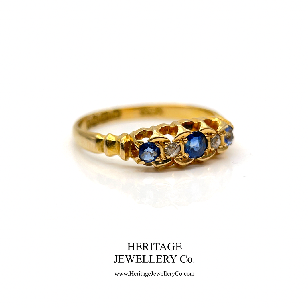 Victorian Sapphire and Diamond 5-stone Ring