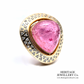 Cabochon Pink Tourmaline and Diamond Ring