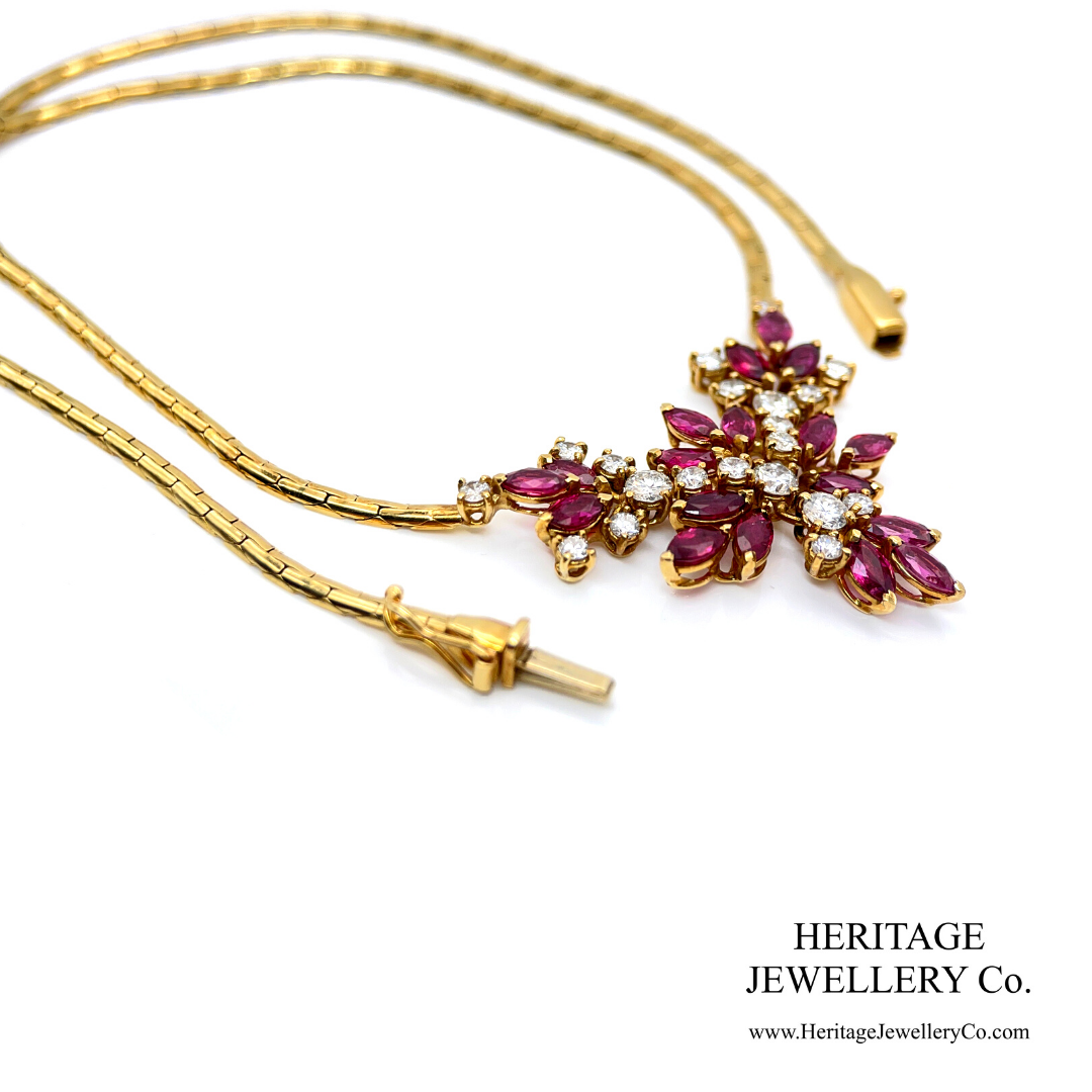 Vintage Ruby & Diamond Floral Collar