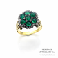 Cabochon Emerald and Rose Diamond Ring