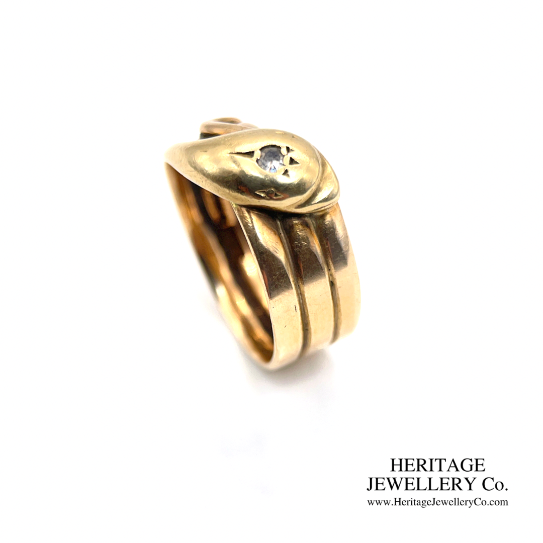 Gold and Diamond Snake Ring