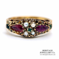 Victorian Garnet, Emerald and Pearl Ring
