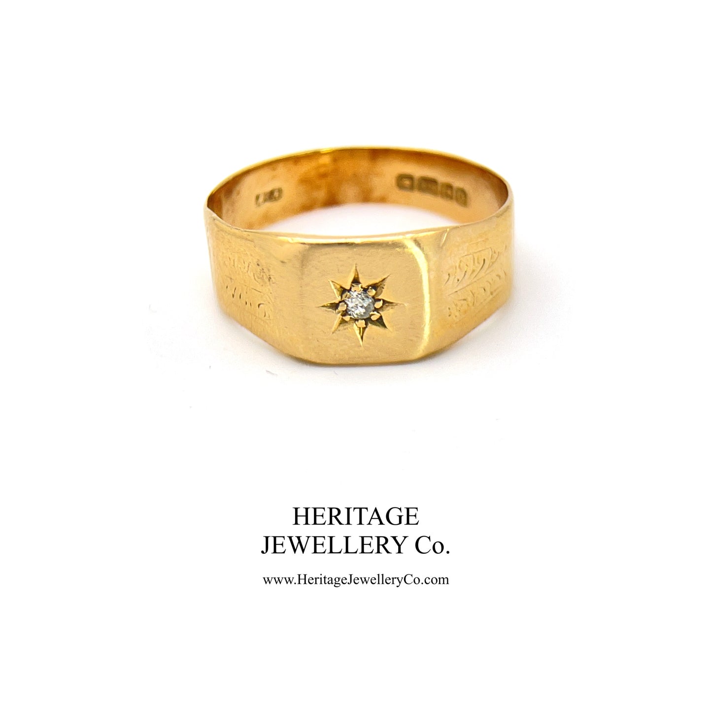 Engraved Diamond Gypsy Ring