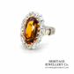 Antique Citrine and Diamond Cluster Ring