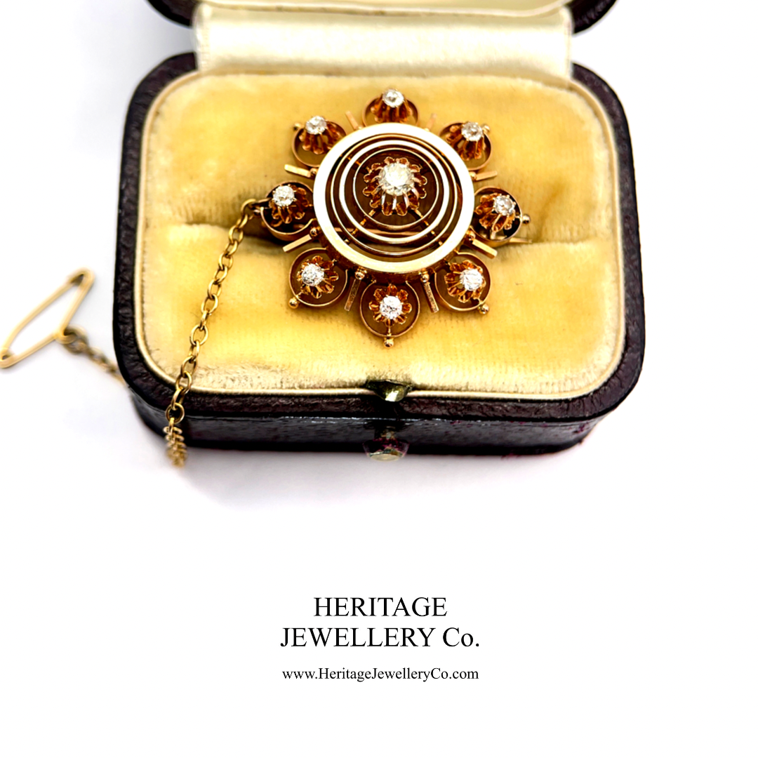 Antique Russian Old Cut Diamond Target Brooch (c.1880-1900)