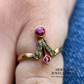 Art Nouveau Red and Green Garnet Ring