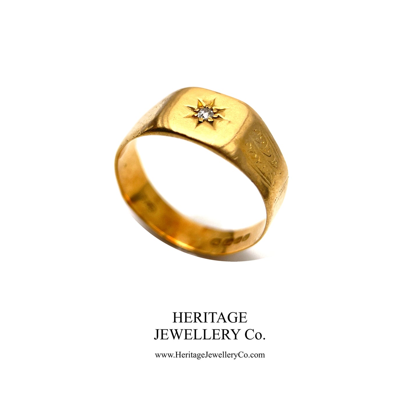 Engraved Diamond Gypsy Ring