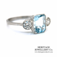 RESERVED - Aquamarine & Diamond Ring (Platinum)