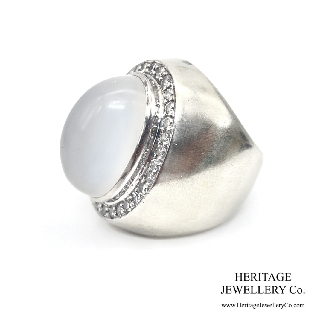 Vintage Moonstone & Diamond Statement Ring