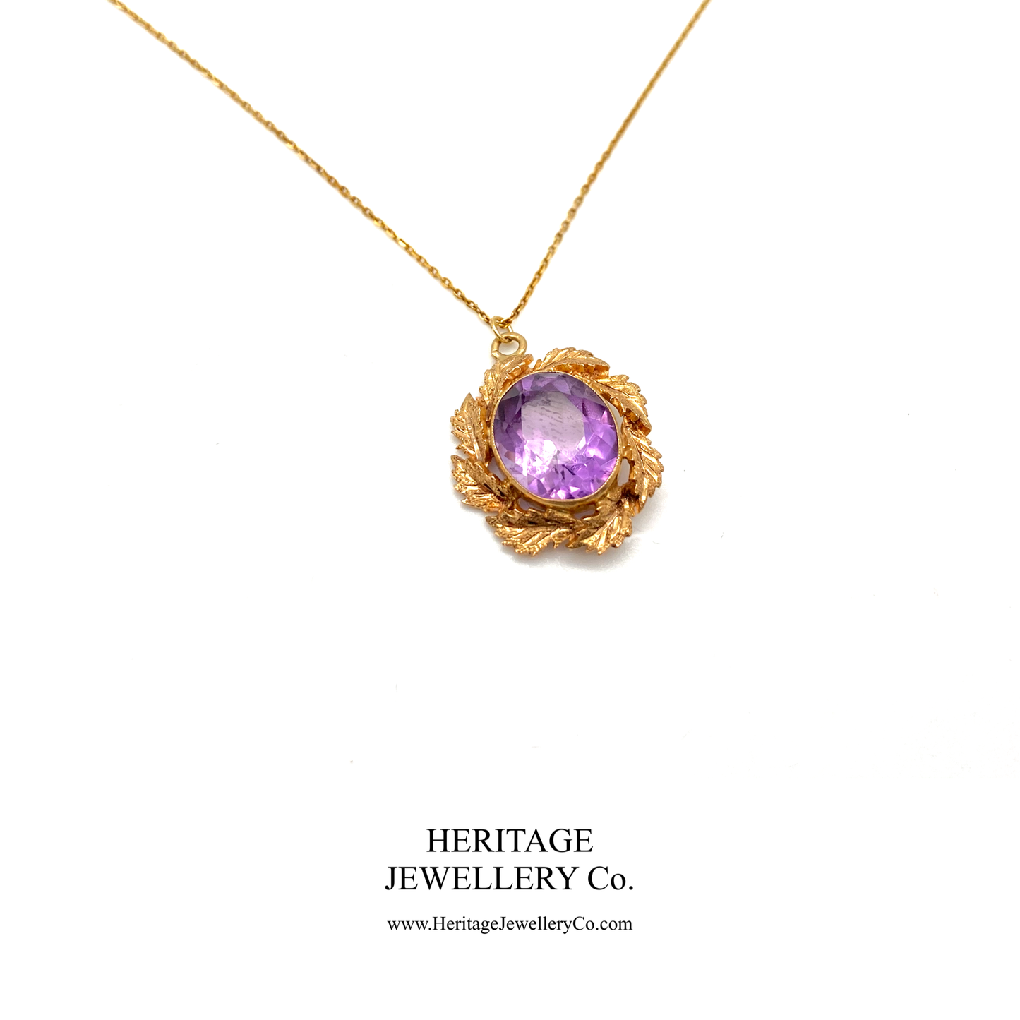 Gold and Amethyst Round Drop Pendant