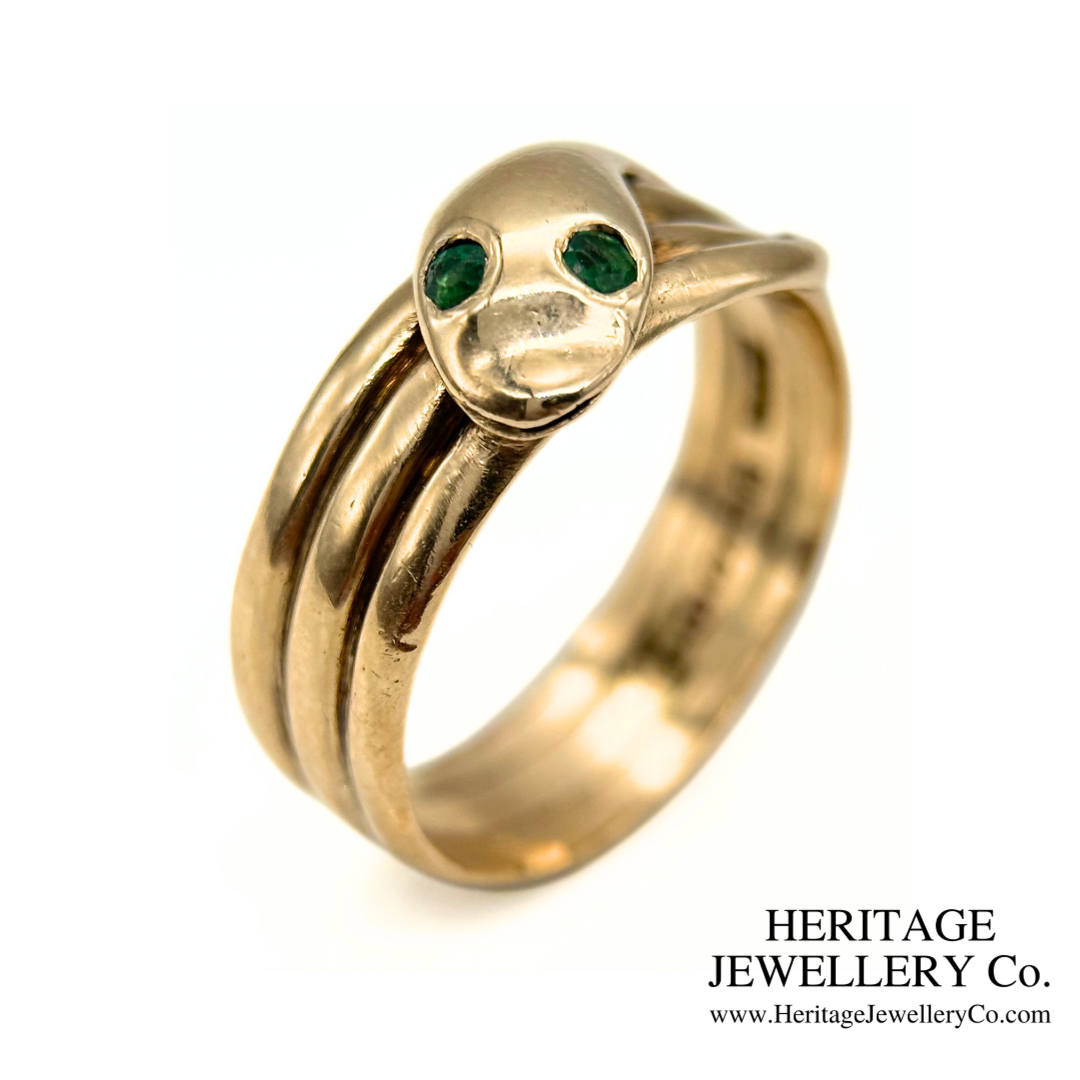 Antique Emerald Snake Ring