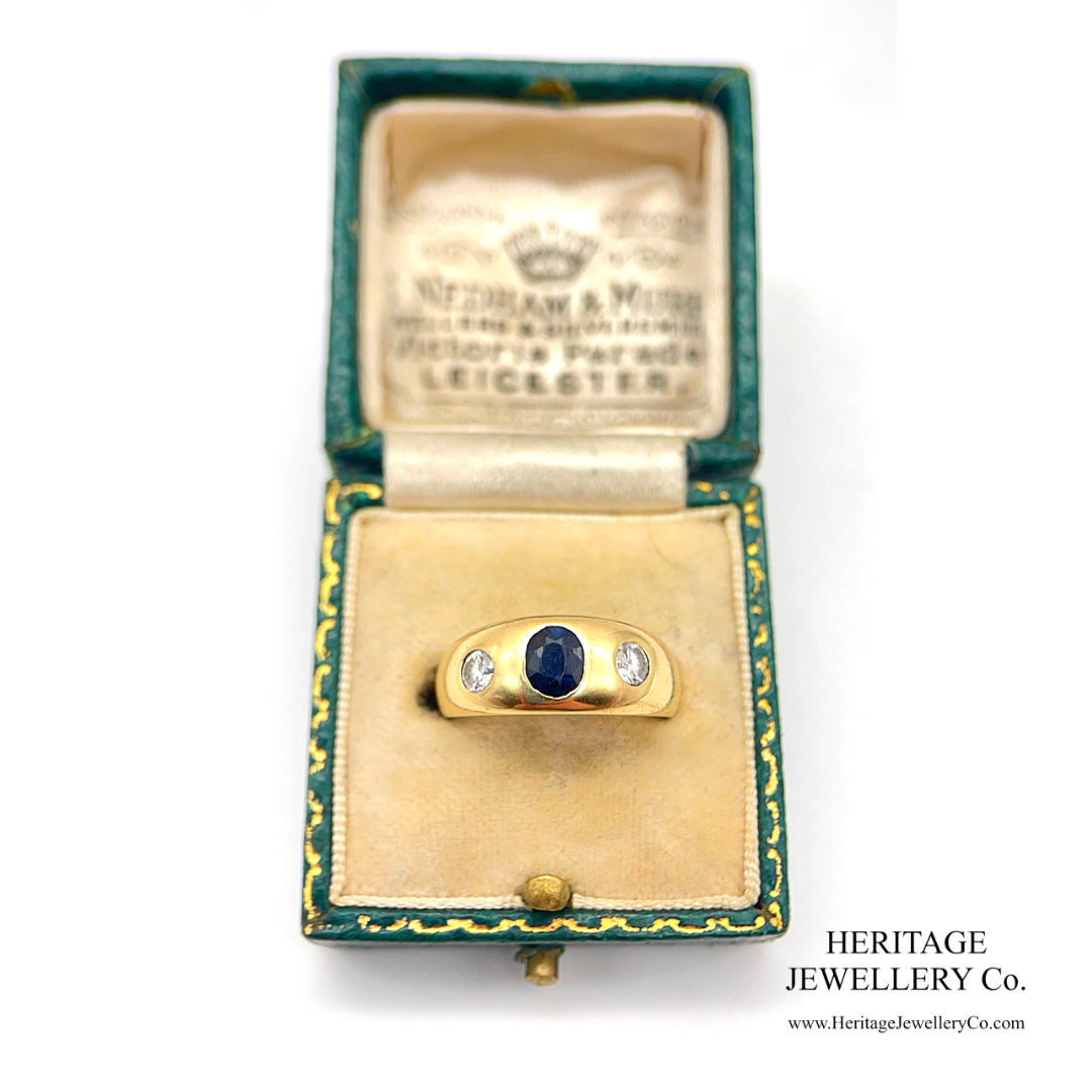 Vintage Sapphire and Diamond Gypsy Ring (14ct Gold)
