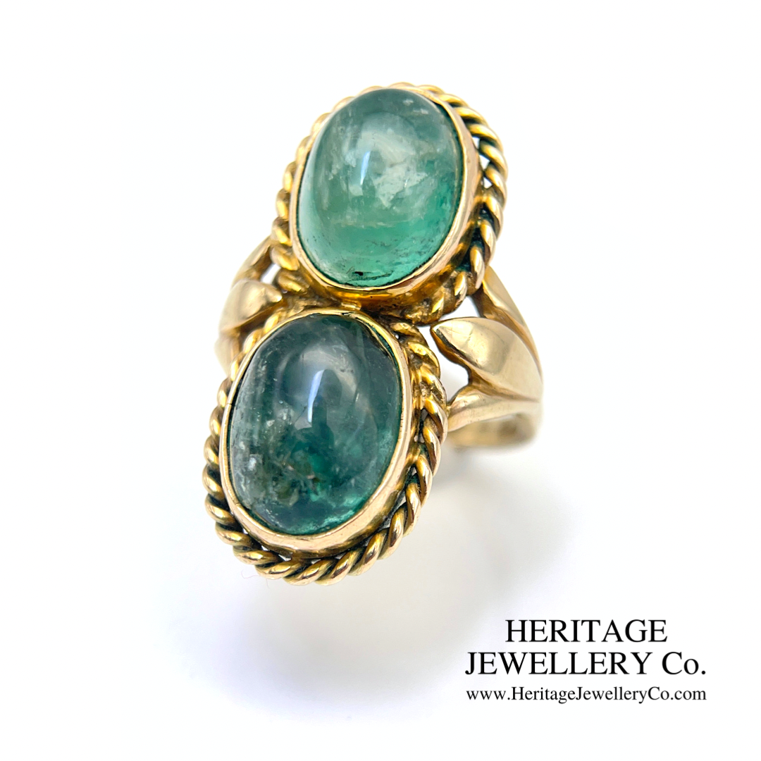 Edwardian Double Cabochon Emerald Ring