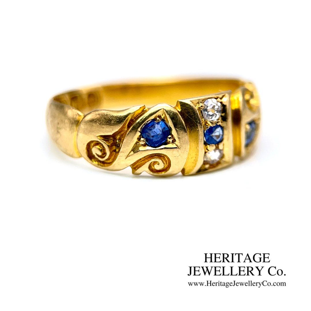 Victorian Sapphire and Diamond Gypsy Ring (c.1896)