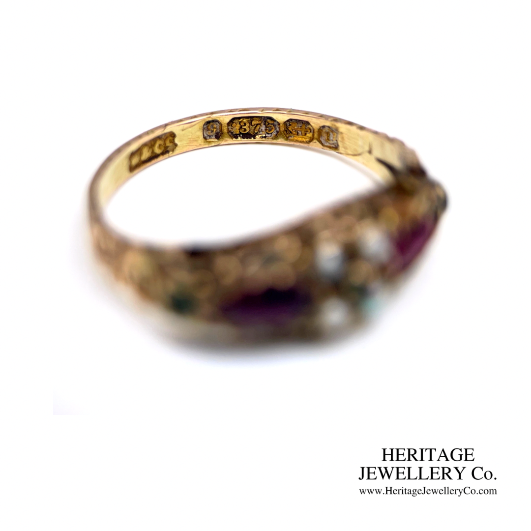 Victorian Garnet, Emerald and Pearl Ring