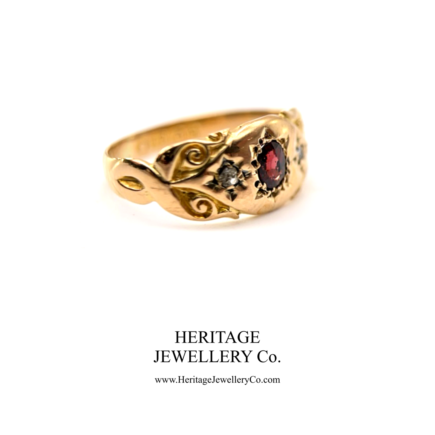 Edwardian Garnet and Diamond Gypsy Ring