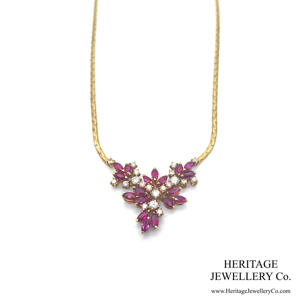 Vintage Ruby & Diamond Floral Collar