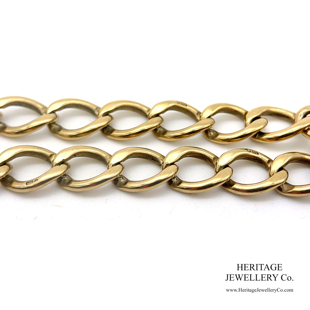 Gold Curb Bracelet with Heart Padlock (21.3g; 9ct gold)