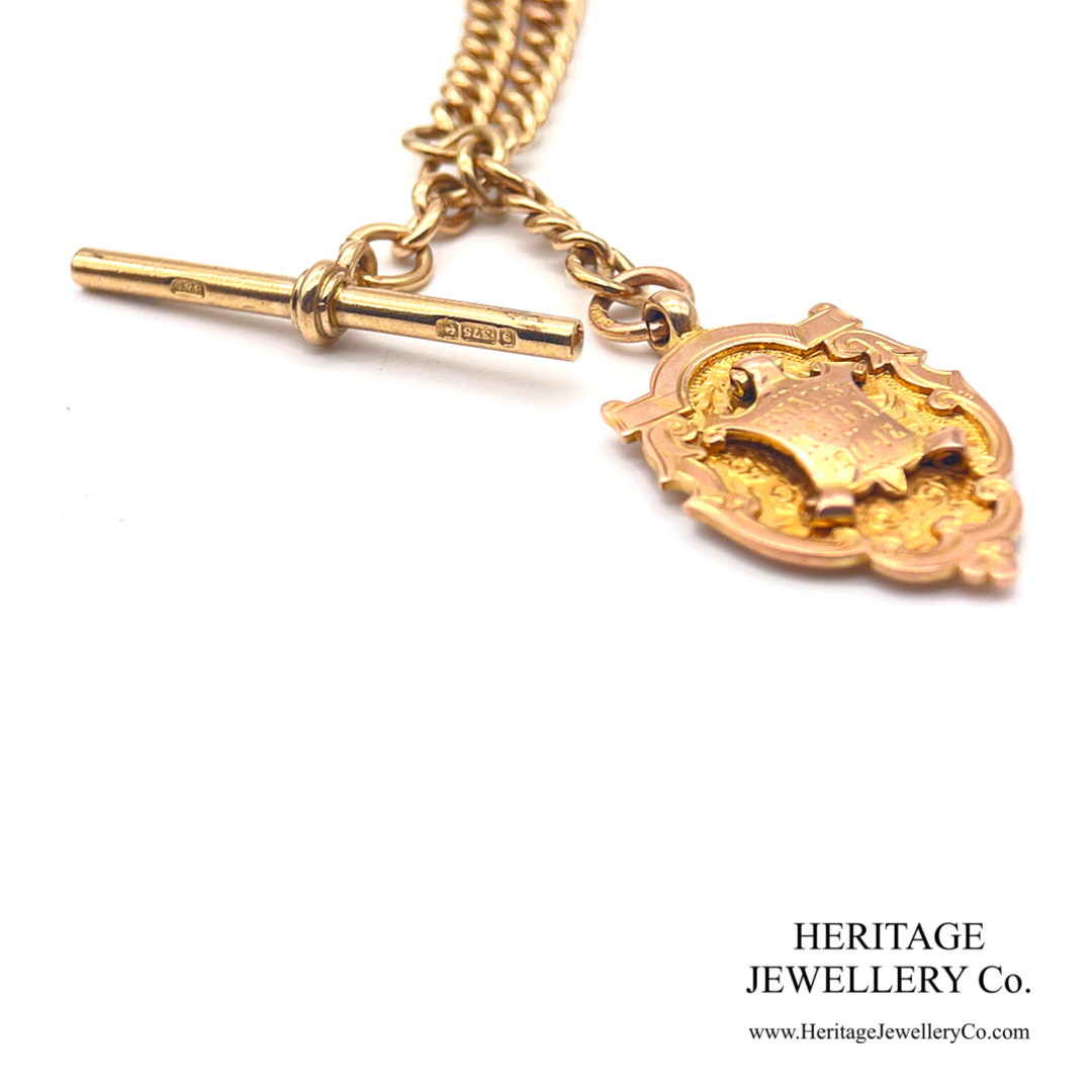Antique Gold Albert Chain with T-Bar and Medallion Fob (9ct gold)