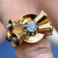 French Diamond Odeonesque Retro Ring