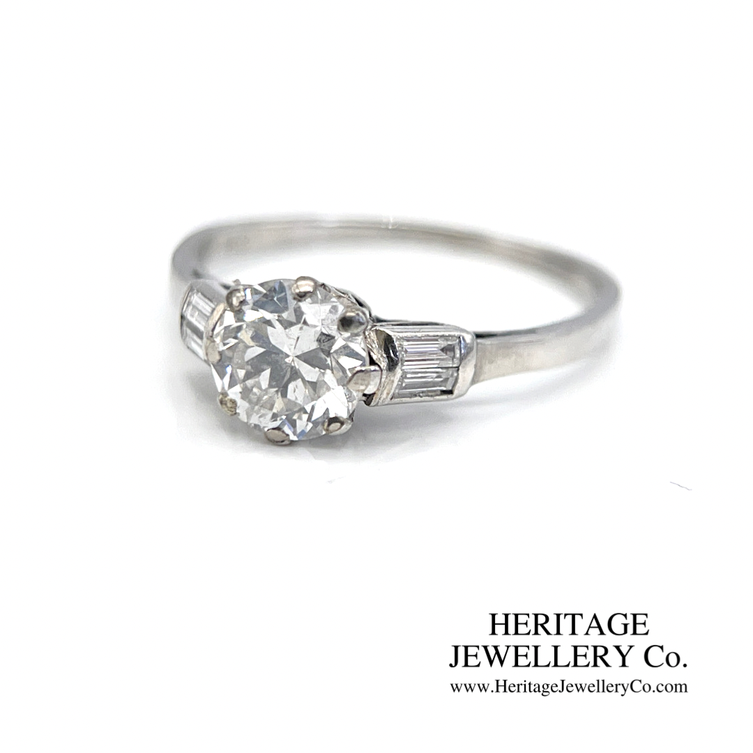 Diamond Solitaire Ring with Baguette Shoulders