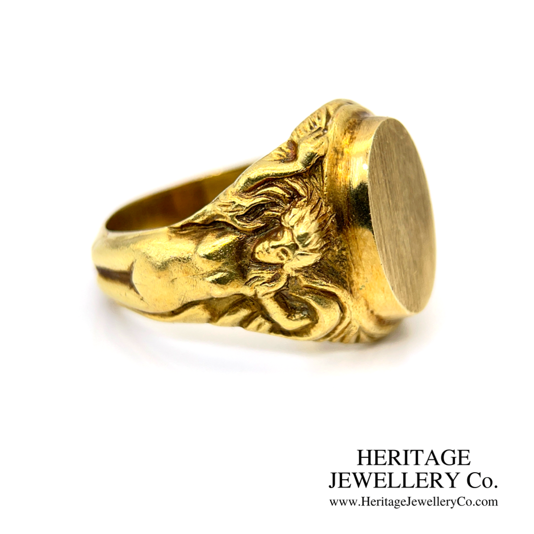 Art Nouveau Gold Signet Ring