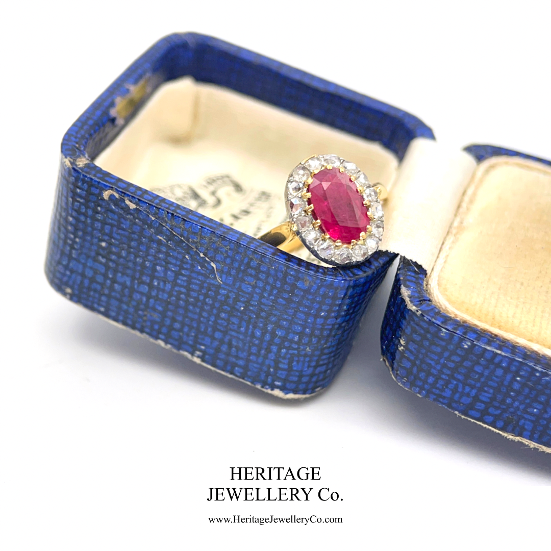 Antique Ruby and Diamond Cluster Ring