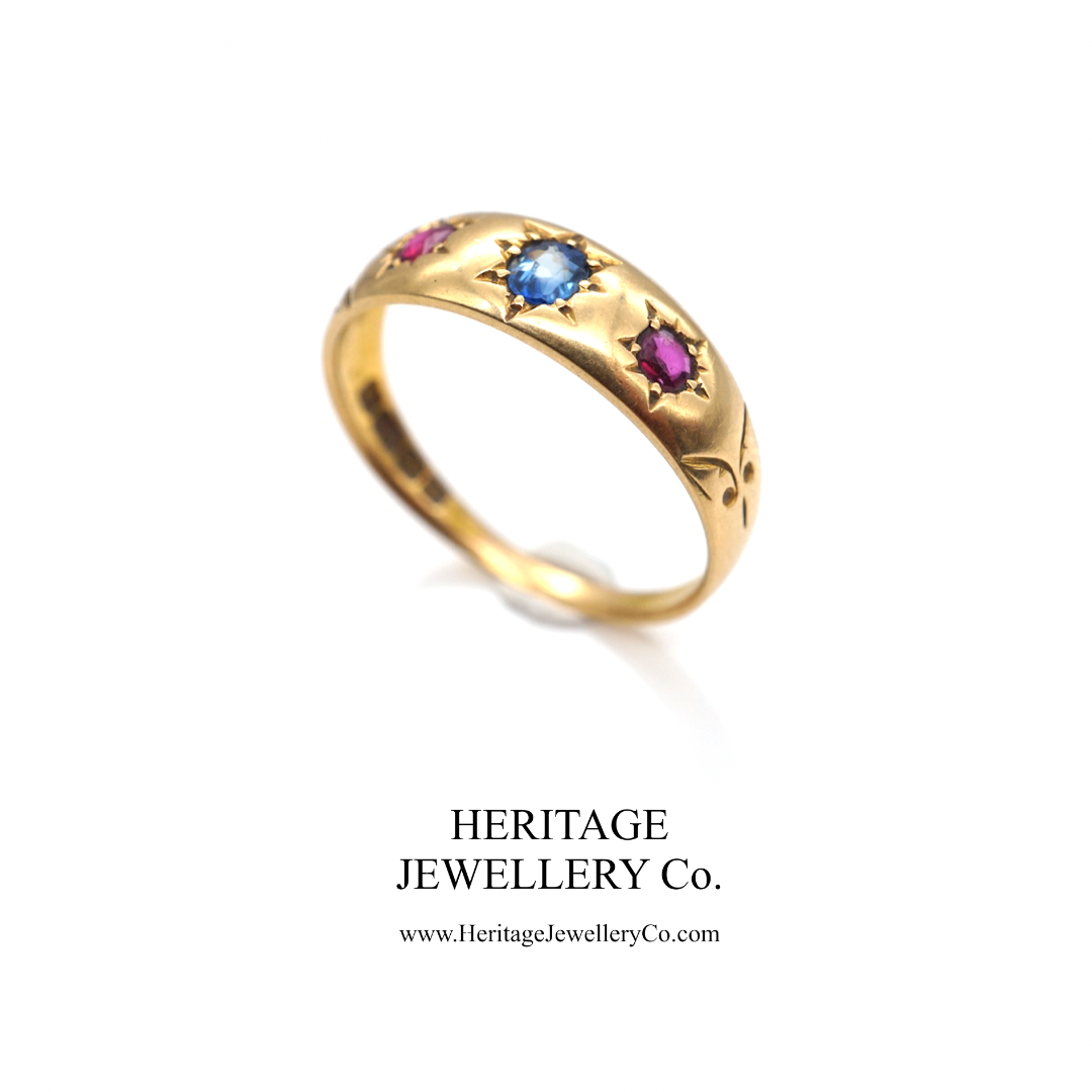 Antique Ruby & Sapphire Gypsy Ring