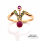 Art Nouveau Red and Green Garnet Ring