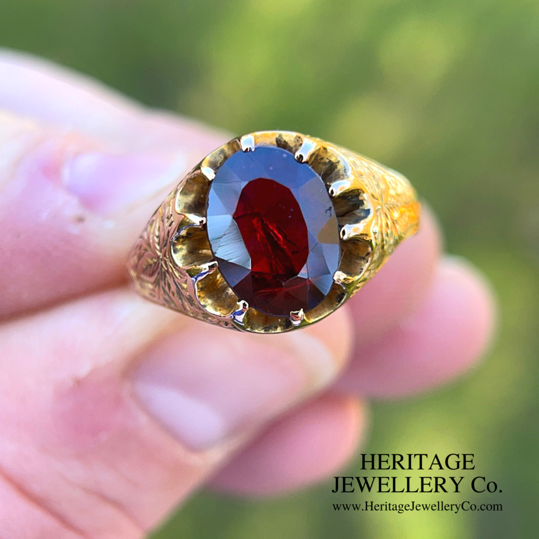 Antique mens garnet ring discount