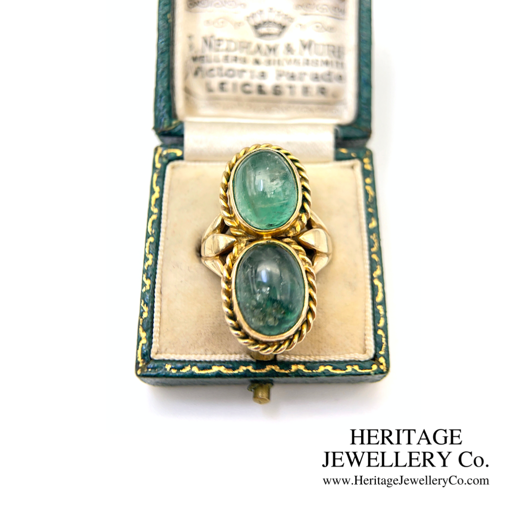 Edwardian Double Cabochon Emerald Ring