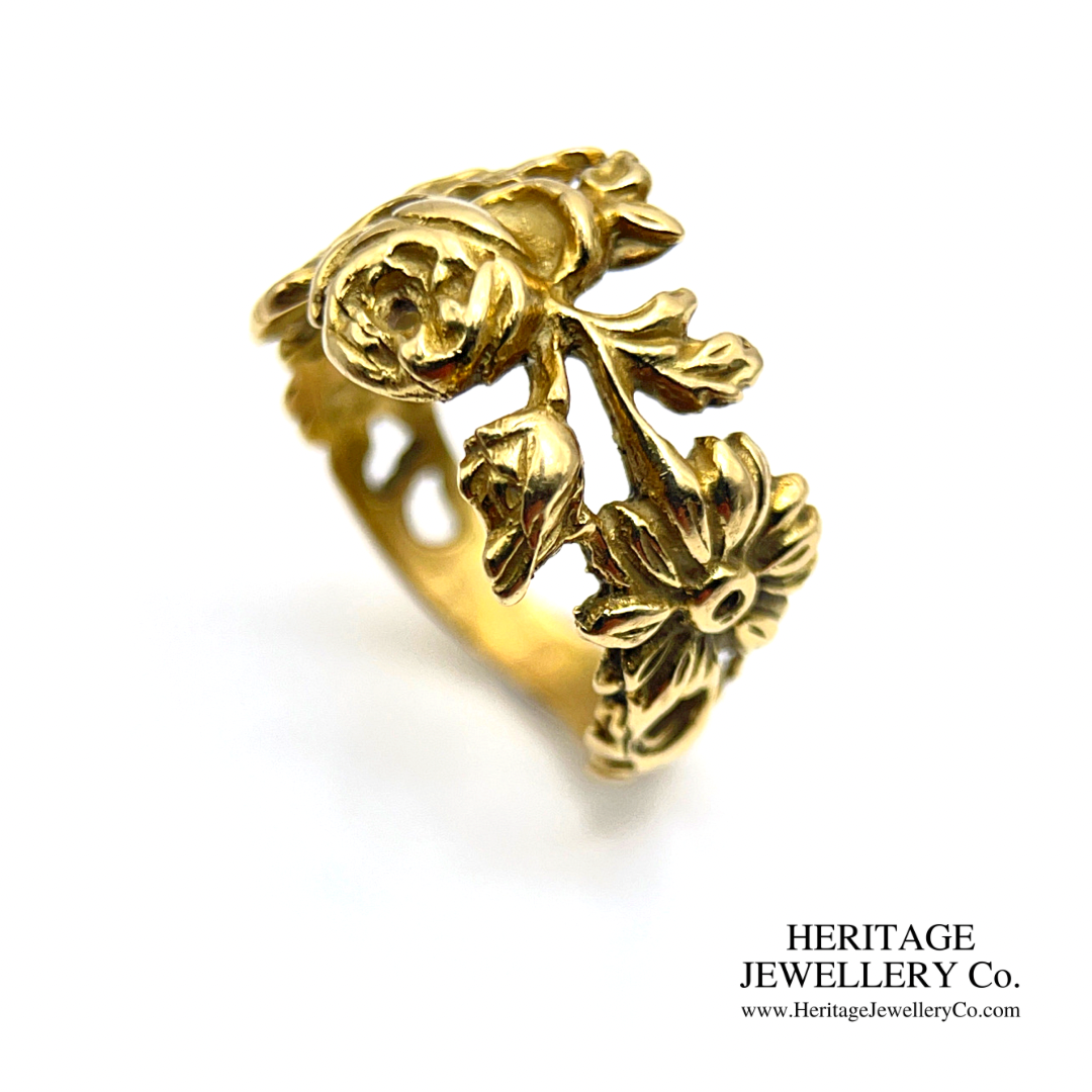 Antique French Floral Gold Band