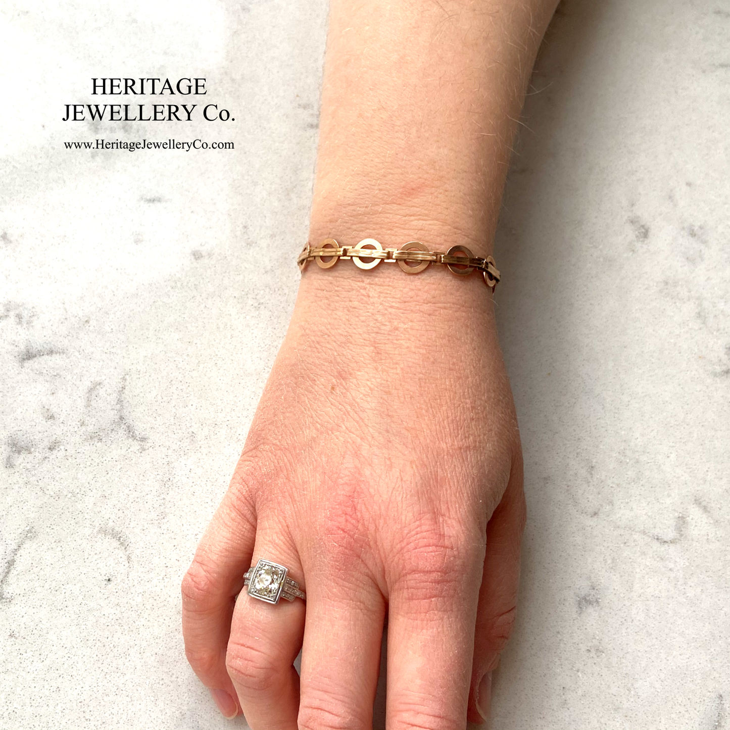 Antique Rose Gold Bracelet with Fancy Links