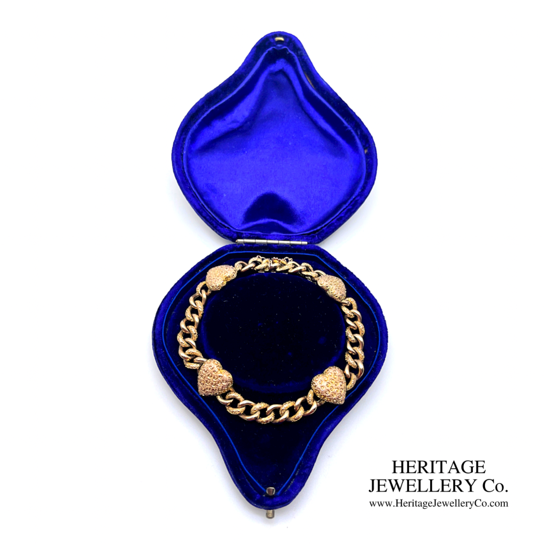 Victorian Gold Heart Curb Bracelet