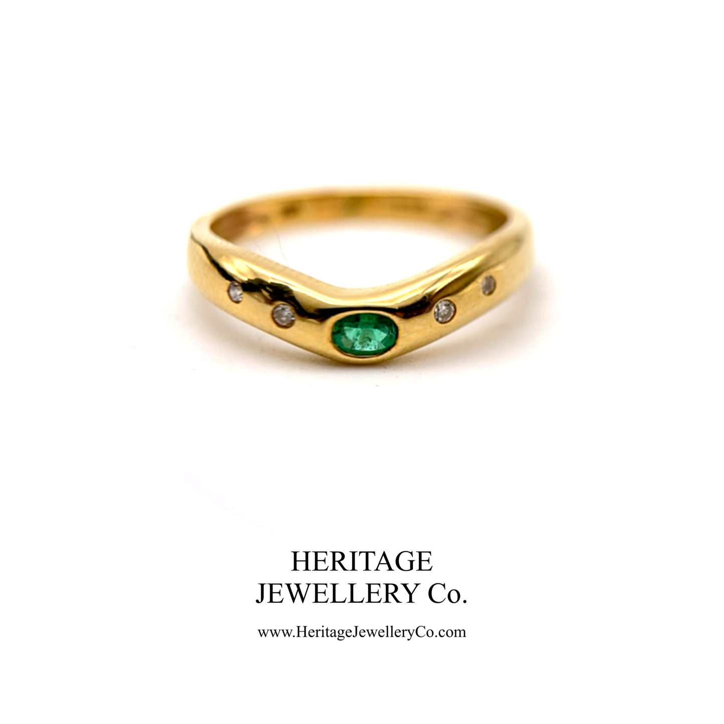 Vintage Emerald and Diamond Gypsy Ring (18ct Gold)