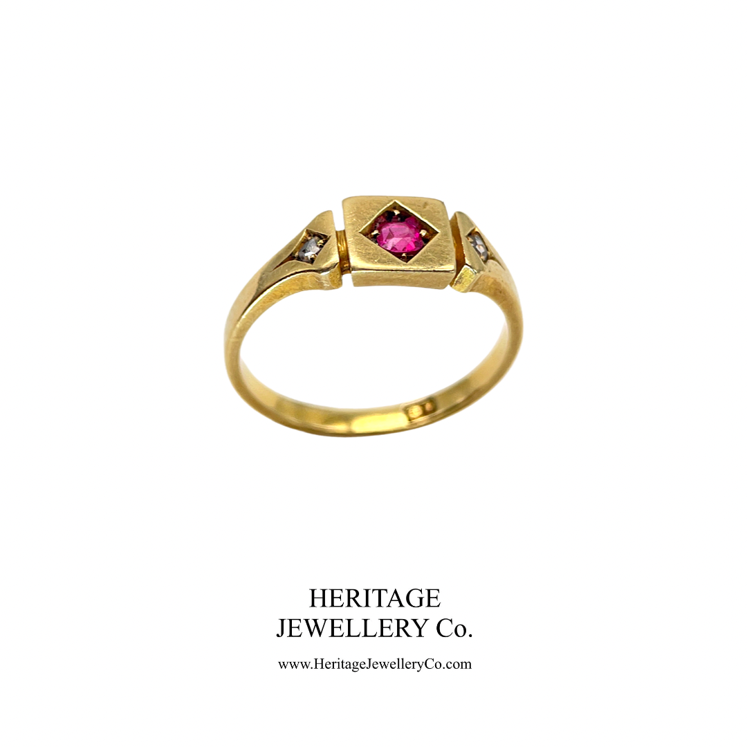 Antique Ruby and Rose Diamond Ring