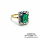 Vintage Emerald and Diamond Cluster Ring