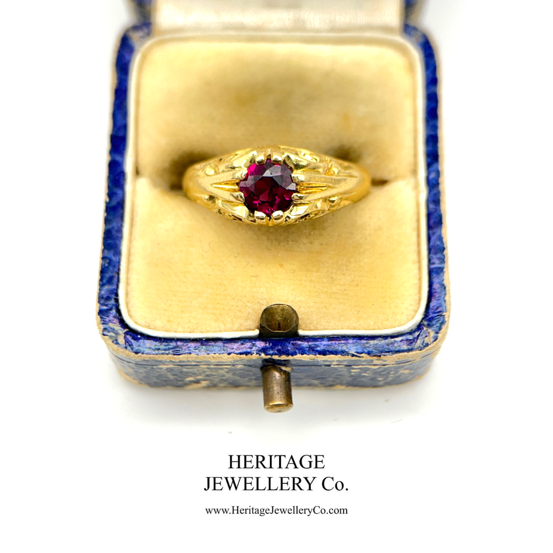 Antique Ruby Solitaire Gypsy Ring